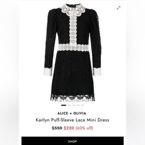 NWT Kaitlyn lace mini dress from Alice + Olivia